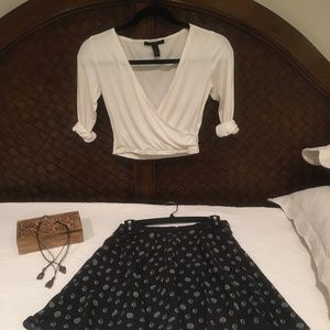 Off-White Long-Sleeve Crop Top